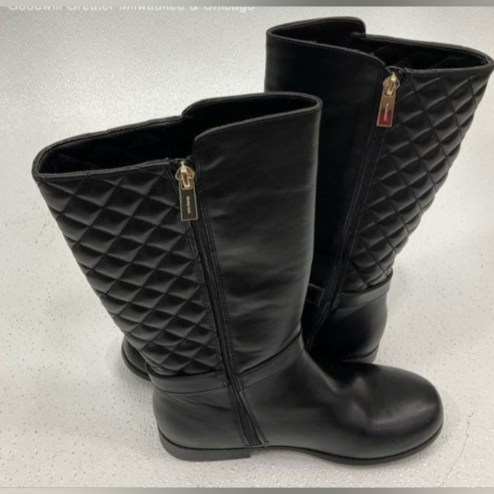 Michael Kors MK Black Quilted PU Riding Boots MK910546C Size 5 - Picture 4 of 7